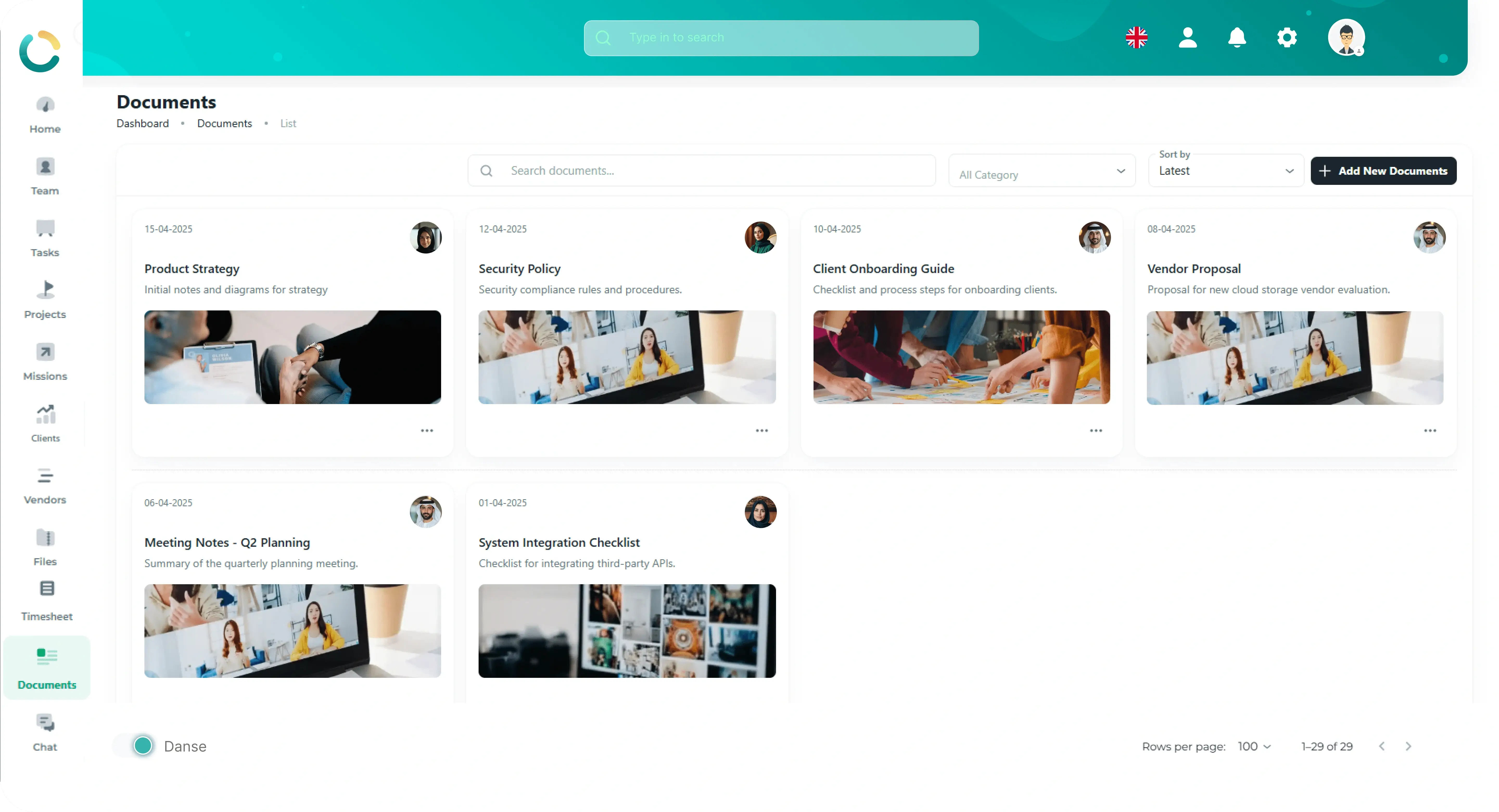 NOVOLOGS Document Management Dashboard